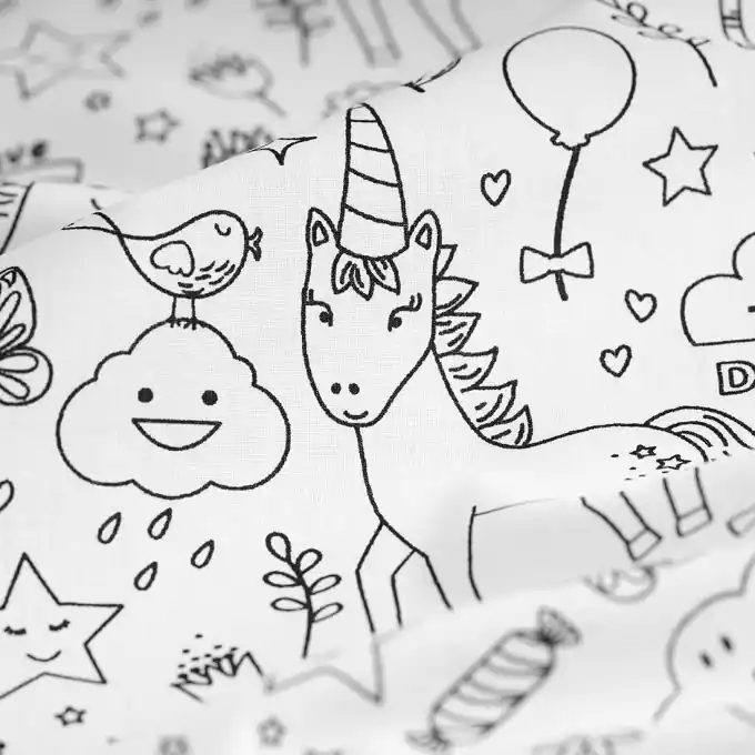 Top-Qualität Baumwollstoff zum Ausmalen Einhorn