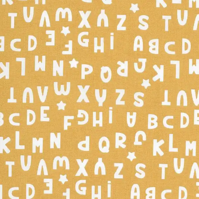 Heute Kaufen Gelber Baumwollstoff mit Alphabet-Aufdruck