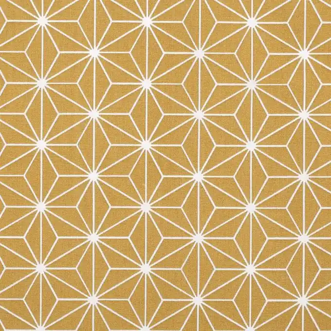 Neu Im Sortiment Geometrisch gemusterter Baumwollstoff in Ocker und Weiß