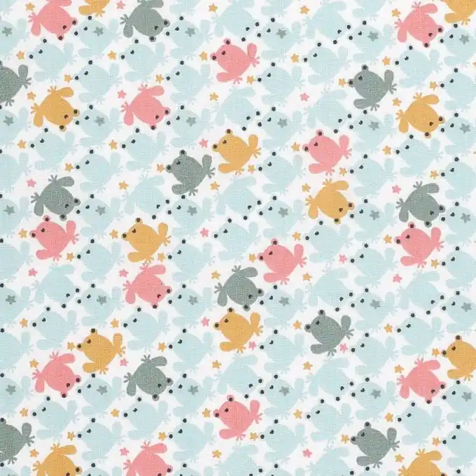 Bunter Baumwollstoff Frösche Highlight