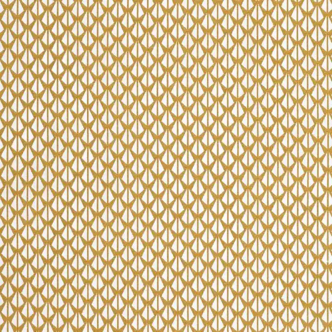 Gelbes Baumwollgewebe mit geometrischen weißen Mustern Neu