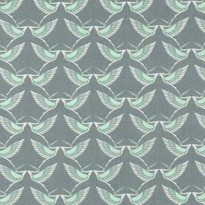 Baumwoll-Popeline mit Vögeln in Grau Weltweiter Versand