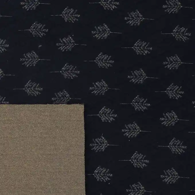 Mega-Angebot Marineblaues Steppgewebe mit Blättern 156 cm Breite