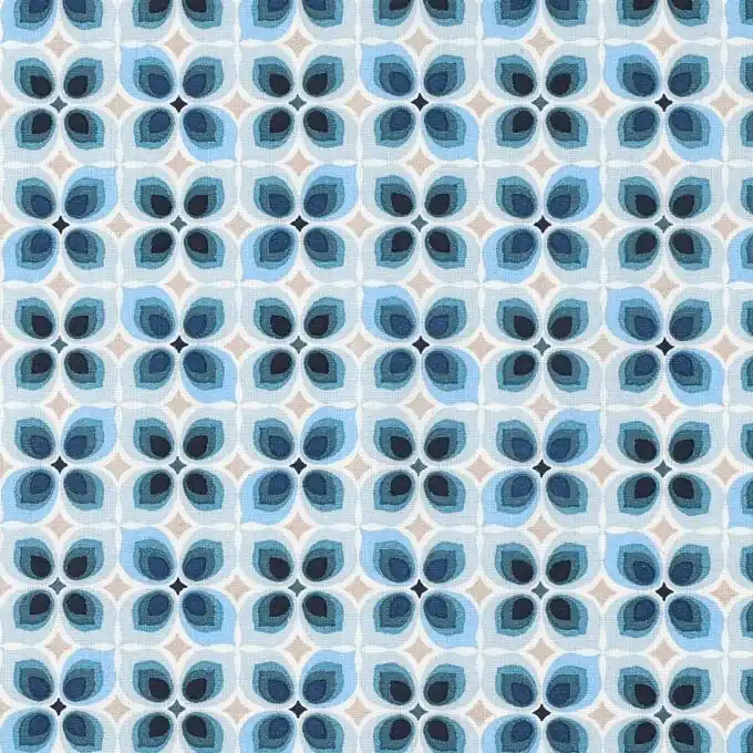 Blauer Baumwollstoff mit geometrischem Muster Bestpreis