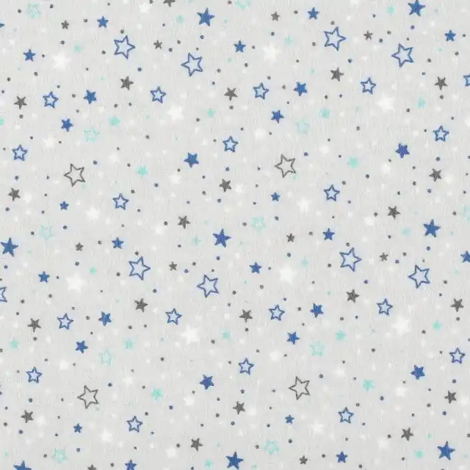 Flanell Baumwolle Sterne hellgrau Schnäppchen
