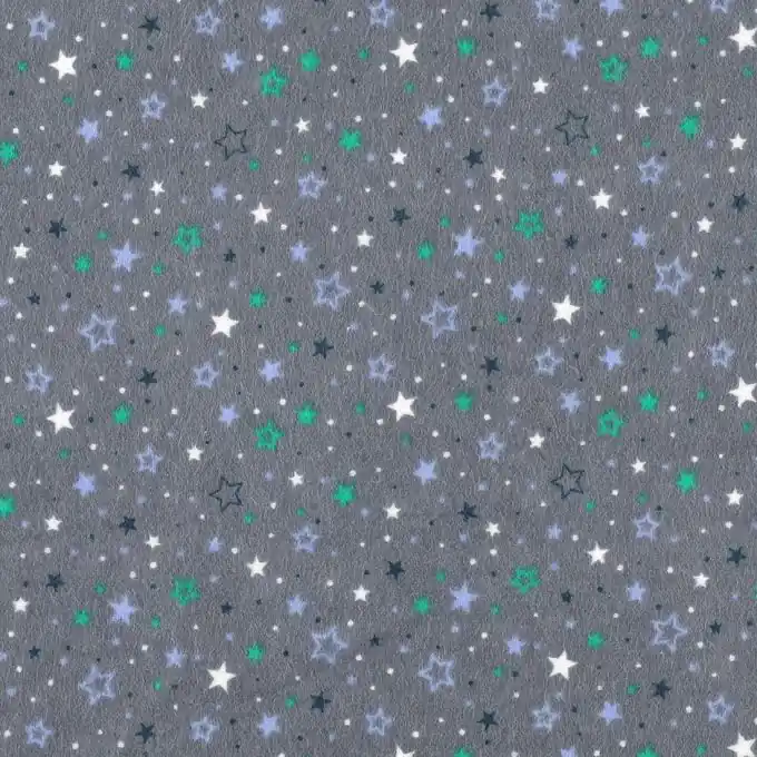 Bestpreis Flanell Baumwolle Sterne dunkelgrau