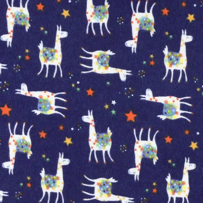 Baumwoll-Flanellstoff mit Lamamotiven Handgefertigt