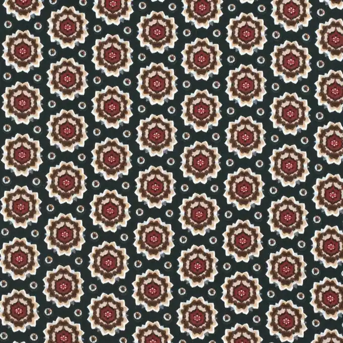 Satinstoff mit Rosettenmotiven in Grün Super-Preis