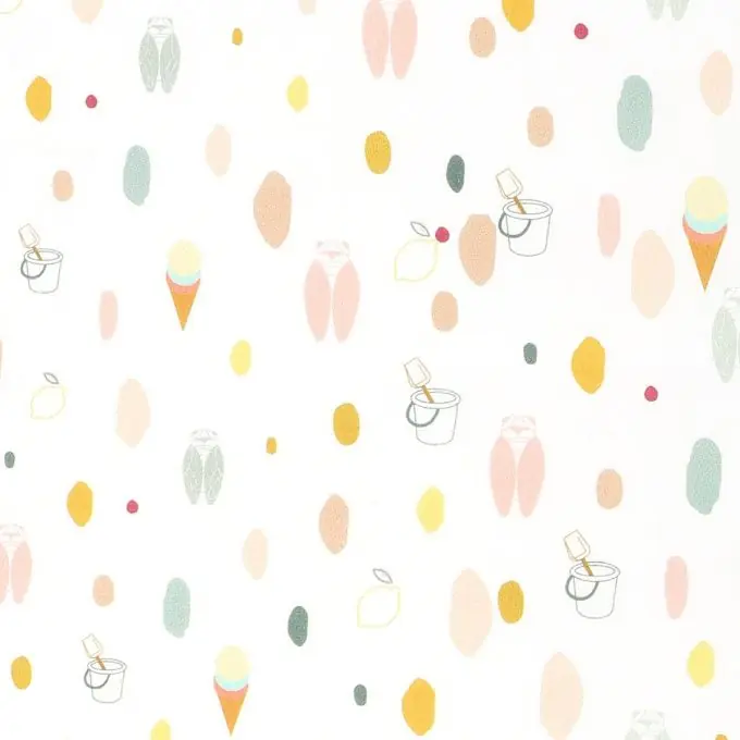 Popeline mit bunten Zikaden und Eiscreme-Motiven Gratis Versand