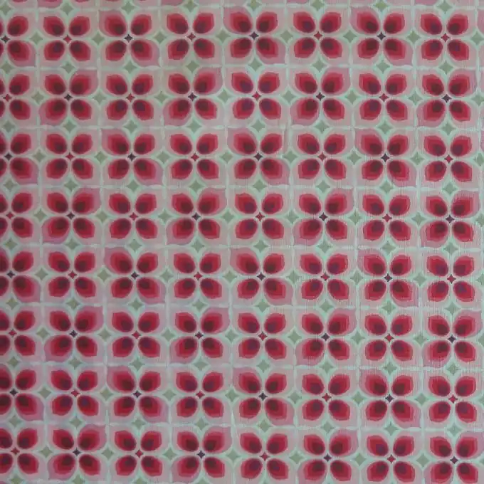 Handgefertigt Baumwollstoff mit geometrischen Blumenmustern in Rosa
