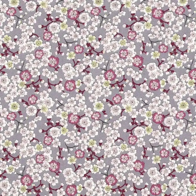 Bio Baumwollstoff Kirschenblüten malve Preis Gesenkt