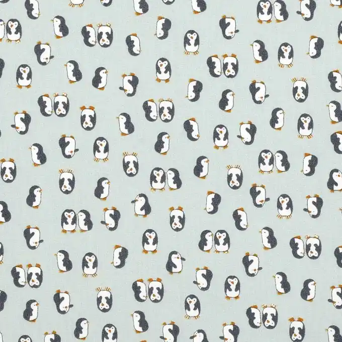 Nur Für Kurze Zeit Bio Baumwollstoff Pinguin mintgrün