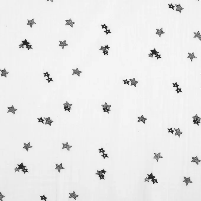 Stoff aus doppeltem Gaze-Baumwollstoff mit Sternen in Ecru Gratis Versand