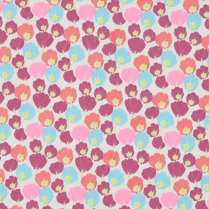 Zertifiziert Satin Baumwollstoff Tulpen rosa