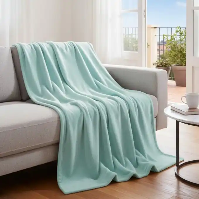 Decke Seegrün 220×240 cm Preisreduziert