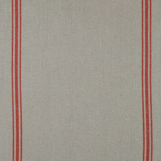 Weltweiter Versand Beigefarbener Leinenstoff mit roten Streifen