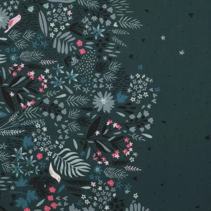 Popeline Viskose Blätter grün Schnäppchen