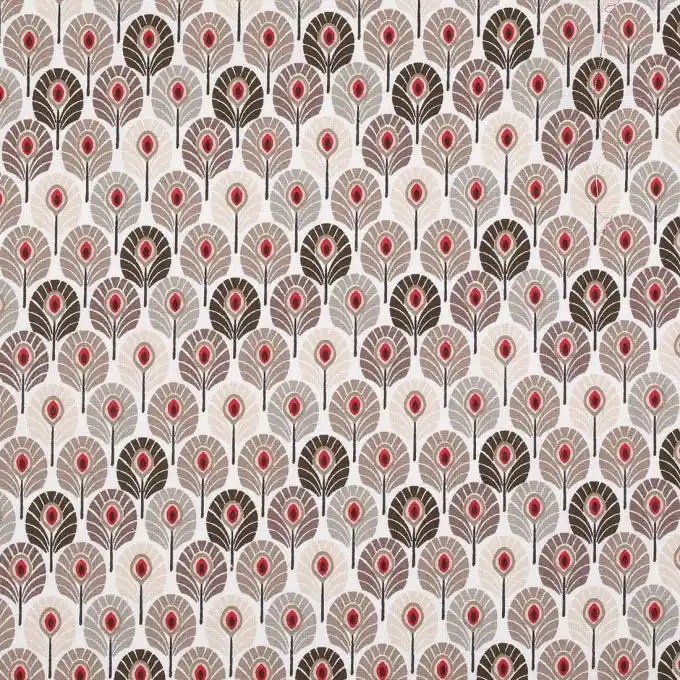 Baumwollstoff mit Mini-Pfauenfedern, grau Super-Preis