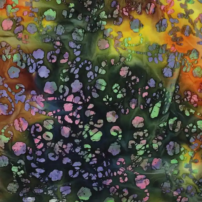 Neue Ware Batik Baumwollstoff Kaki-Multicolor 141cm Breite