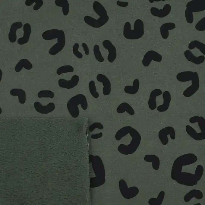 Markenware Sweatshirtstoff Leopard Khaki