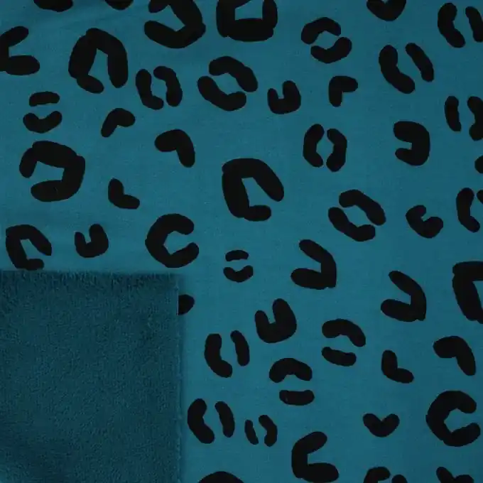 Sweatshirtstoff Leopard Türkis Sichere Zahlung