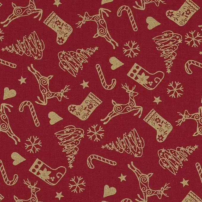 Cretonne cerfs rouge or 140cm Kostenfreie Lieferung