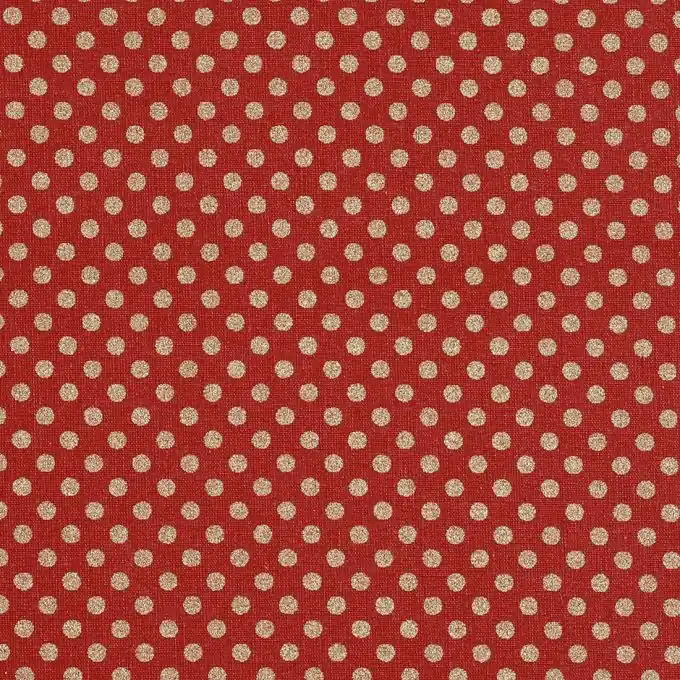 Sonderaktion Baumwollstoff rot Punkte goldfarben