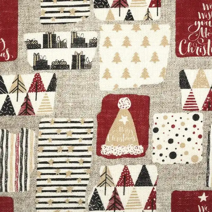 Direktkauf Jutestoff Weihnachten Rot/Gold