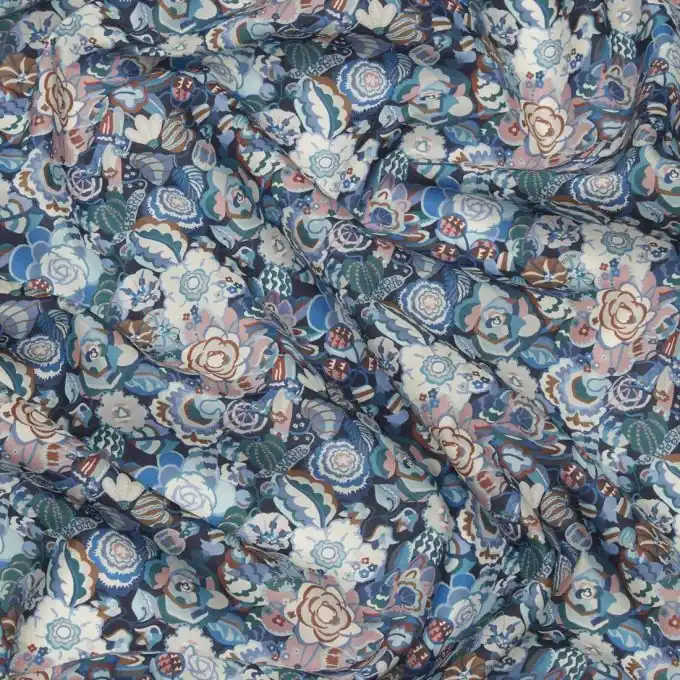 Baumwoll-Popeline-Stoff Liberty Gatsby Garden Small Blue Echt