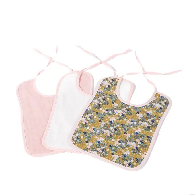 3er-Set Bio-Lätzchen Blumen rosa Solange Der Vorrat Reicht