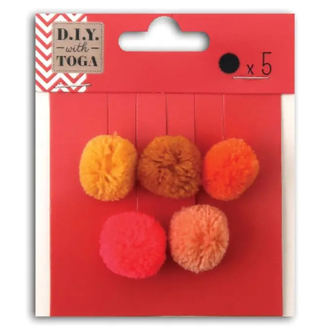 5 runde Pompons 2 cm Juicy Gratis Versand