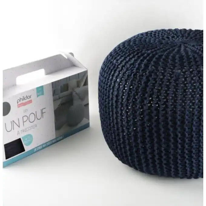 Echt Strickset „Mon Pouf“ Einheitsgröße – DIY-Pouf Kit