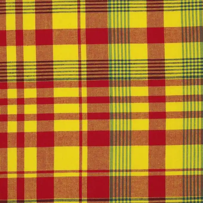 Madrasstoff in Gelb und Rot Handgefertigt