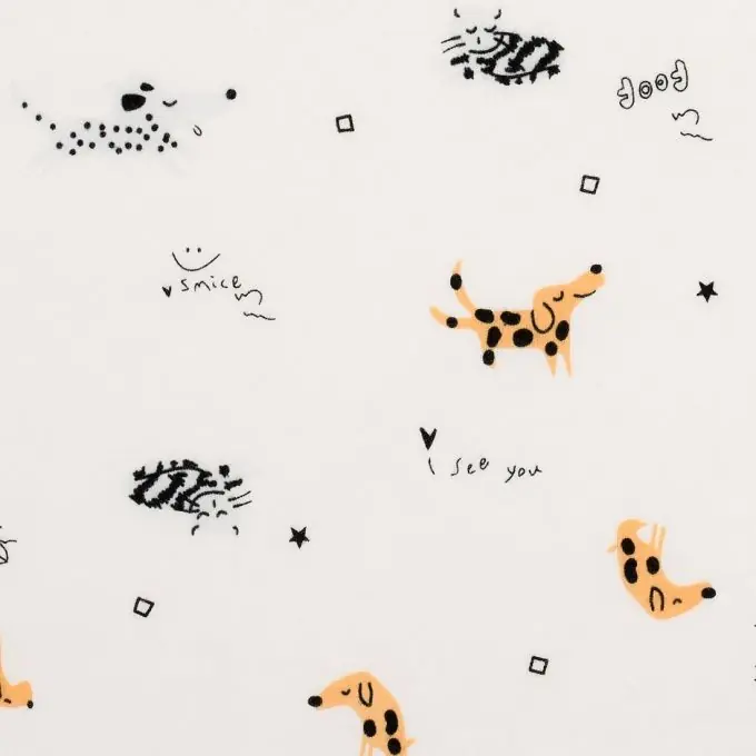 Weißer Jerseystoff Hundemotive Bestpreis