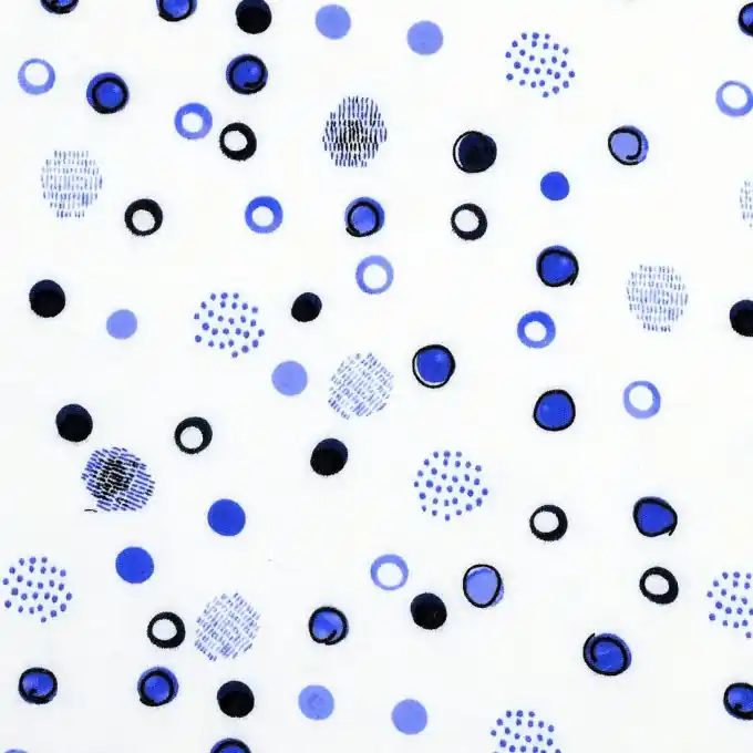 Jersey-Stoff mit blauen Punkten Geprüft
