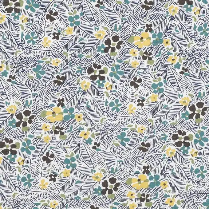 Popeline Baumwollstoff Blau/Gelb Günstig