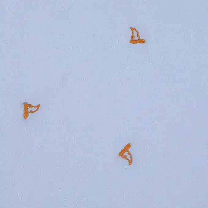 Preis Gesenkt Stoff aus blauer Viskose mit besticktem Hundekopf