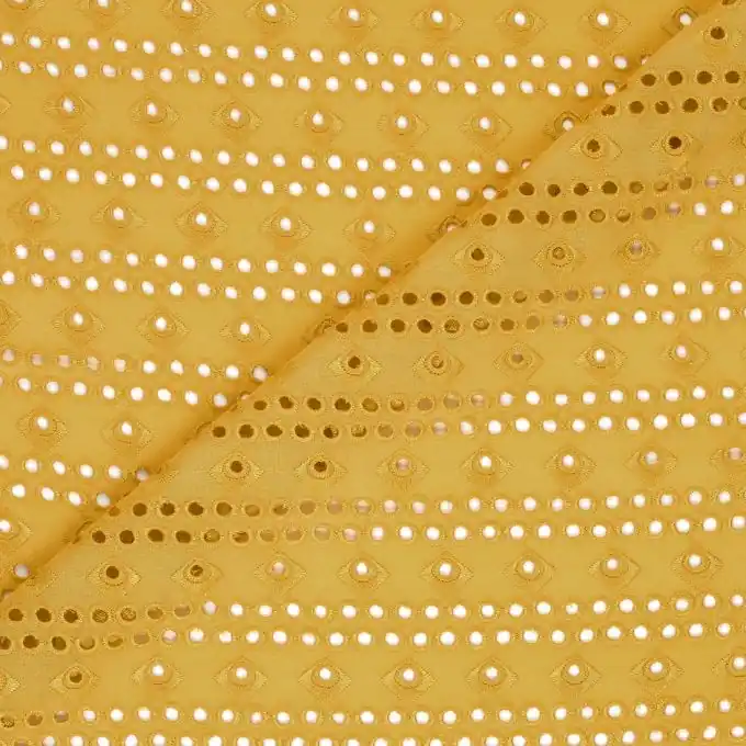 Markenware Stoff mit Lochmusterung Gelb