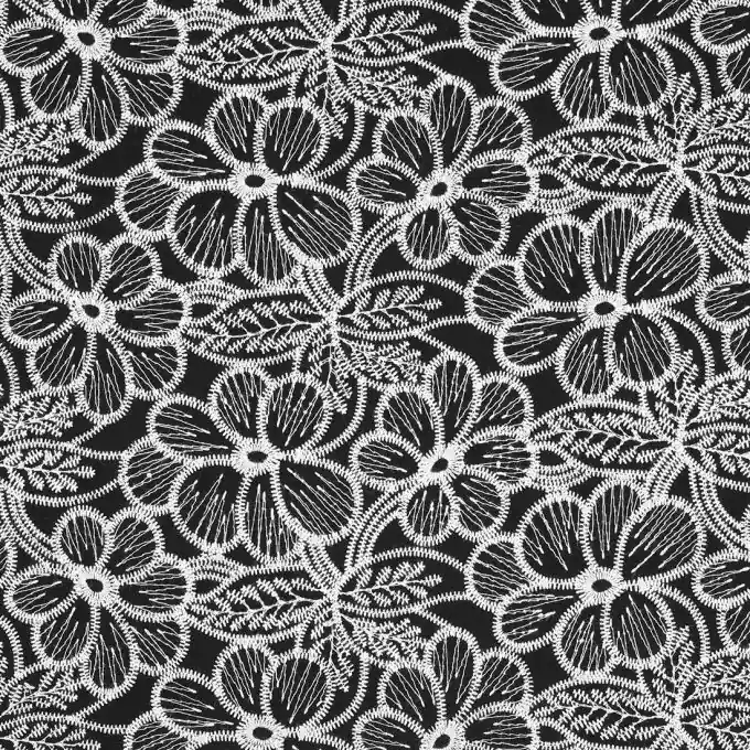Bestickter Stoff Blumenmotive Schwarz Großhandel
