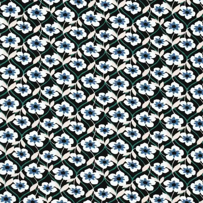 Jerseystoff Blaues Blumenmuster Sonderaktion