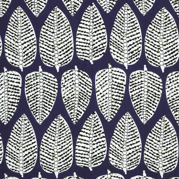 Viskosestoff Blau Blattmotiv Billig