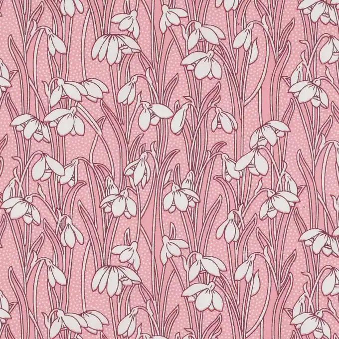 Nur Heute Popeline Baumwollstoff Schneeglöckchen Rosa