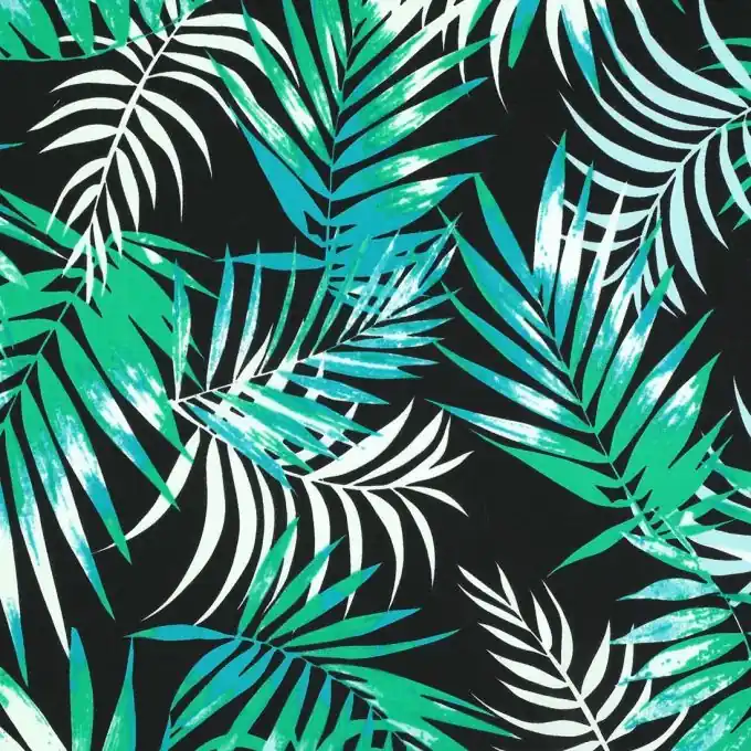 Heute Kaufen Popeline Baumwolle Grüne Palmenblätter