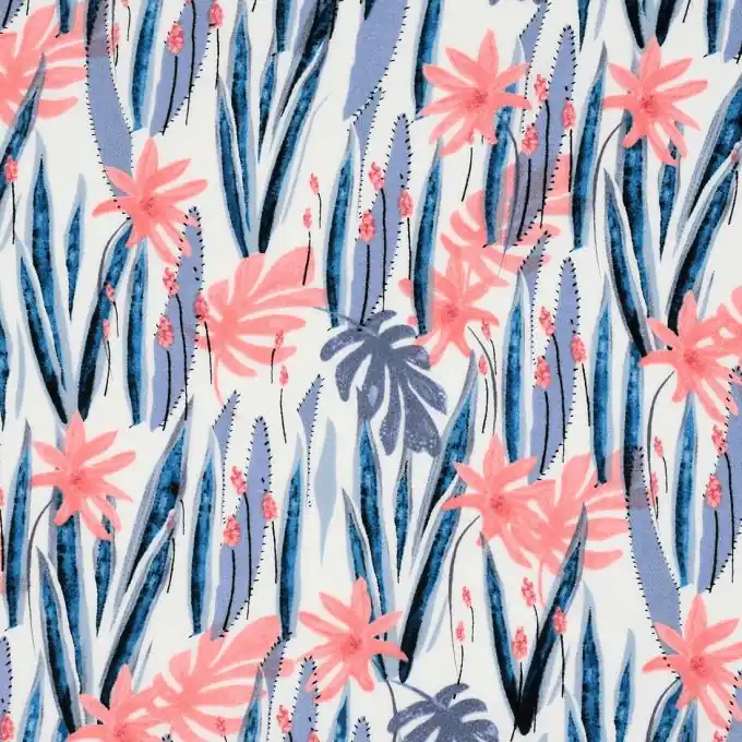 Kreppstoff Blätter koralle Geprüft