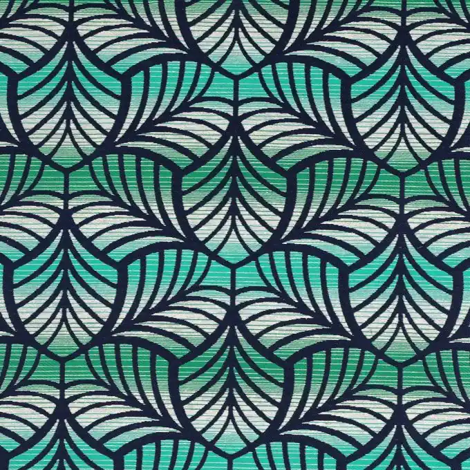 Jacquardstoff Palmenmuster Grün Geprüft