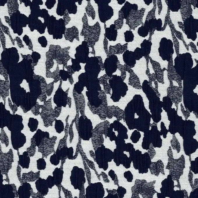 Jacquardstoff Blumenmuster Marineblau Wochenendangebot