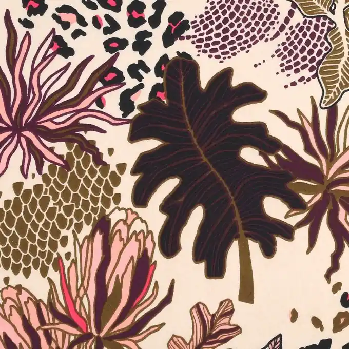 Satinstoff Dschungel Ecru Premium