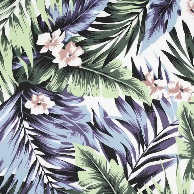 Begrenztes Angebot Satinstoff Palmen Blau/Grün