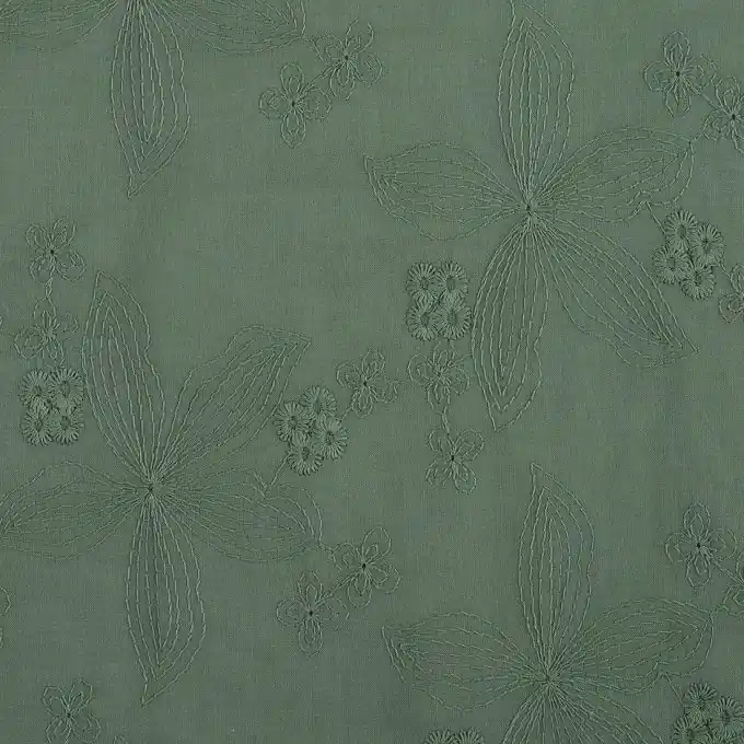 Preiswert Bestickter Batist Blumenmotiv Khaki