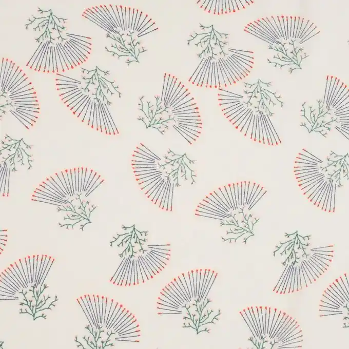 Leichter Stoff Ecru Korallen Original